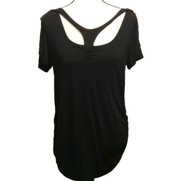 Evogues Black Gathered Waist Blouse Women's Size Large‎ - Picture 1 of 7